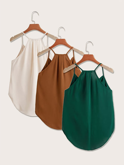 Dam Halterneck Draperad Ärmlös Blus – Trendig och Elegant för Vardag och Fest
