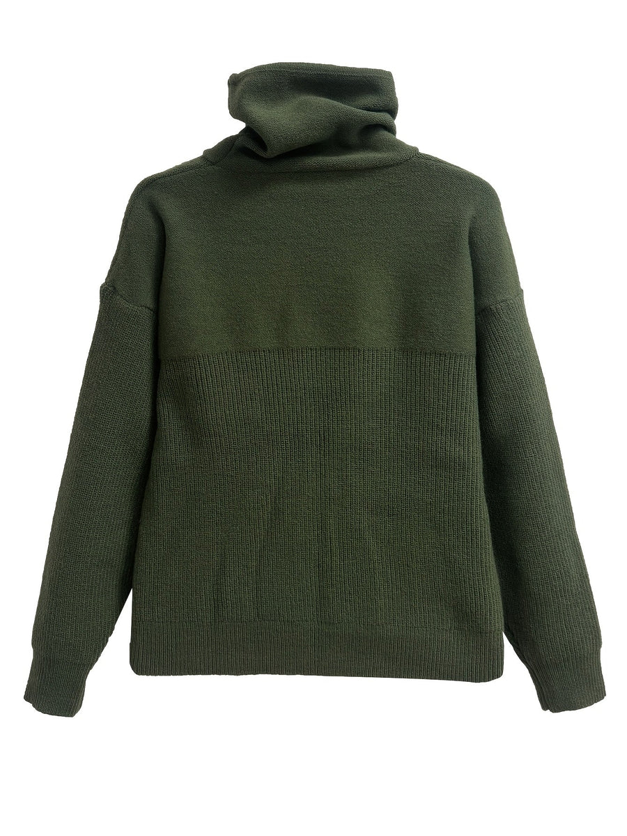 Stickad hoodie med dragsko för dam