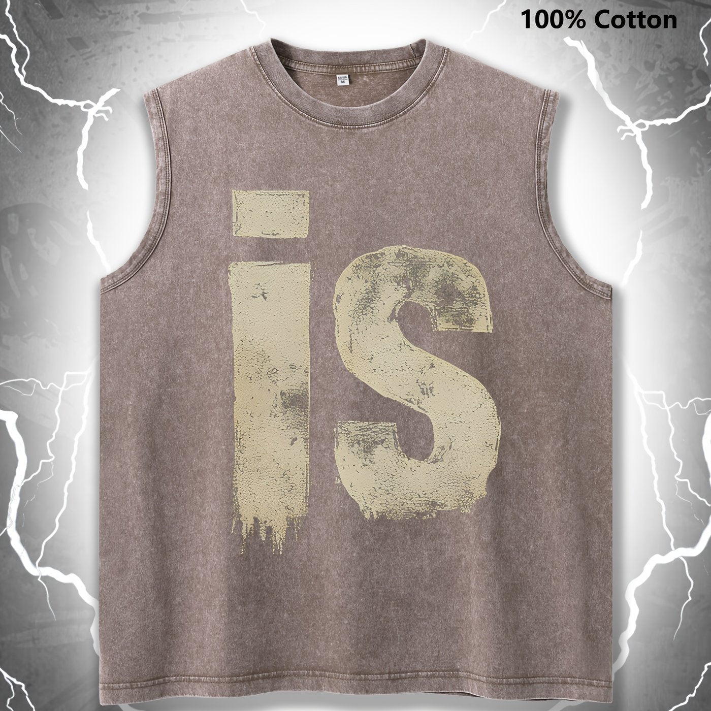 Herrarnas ärmlösa streetwear-tanktop med vintage-tryck och urban stil