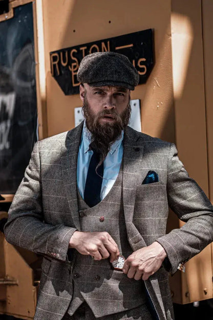 Herrkostym Tredelad Double Breasted – Klassisk Engelsk Stil för Bröllop och Fest