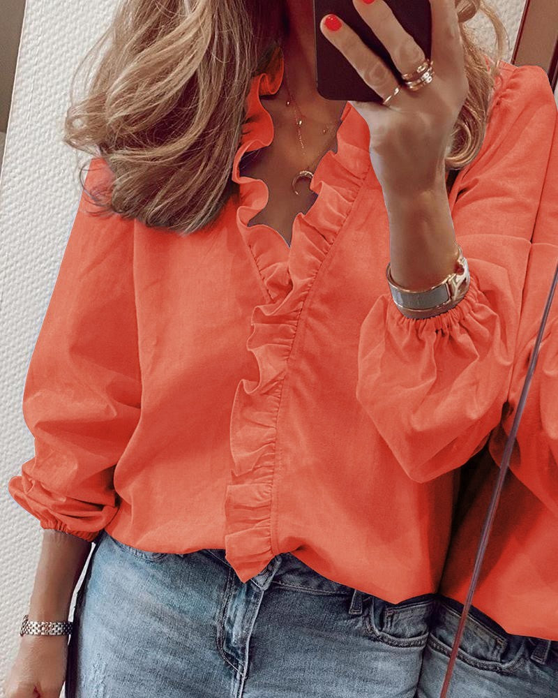 Danielle – Långärmad Blus med Volanger