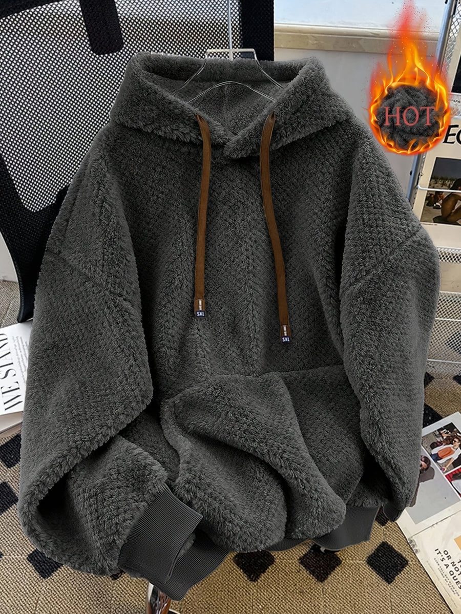 Fleece Hoodie med Huva och Känguruficka, Mjuk och Mysig