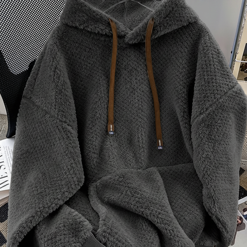 Fleece Hoodie med Huva och Känguruficka, Mjuk och Mysig