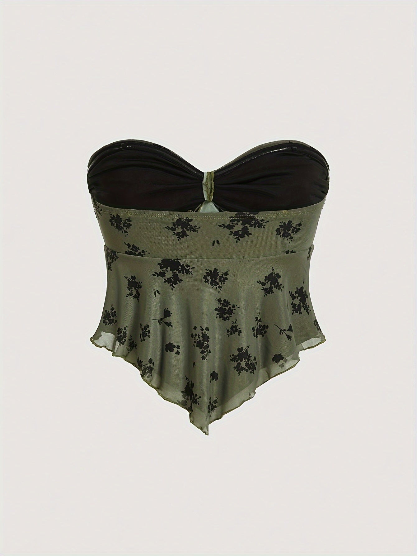 Dam Bandeau Topp med Knytning och Handkerchief Fåll – Trendig Fest- och Sommarmode