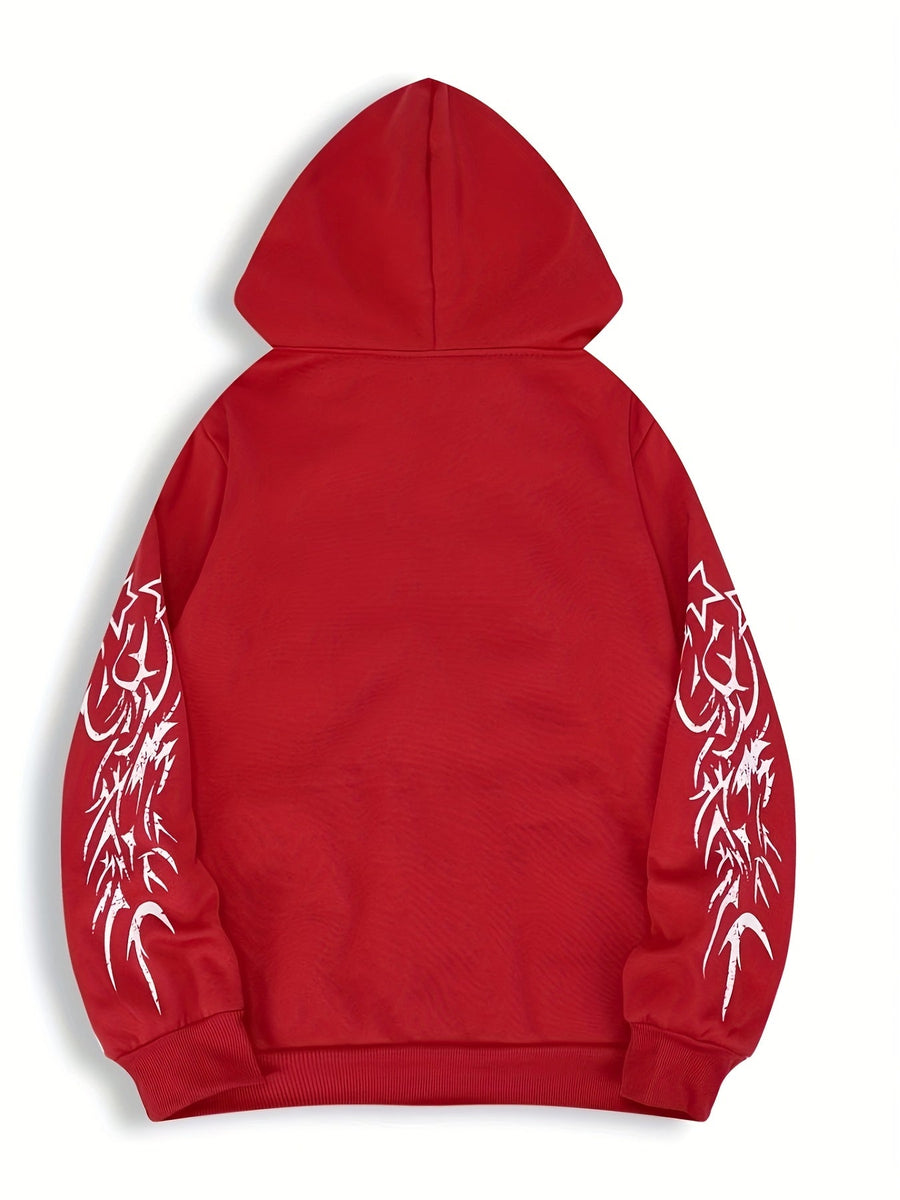 Unisex Hoodie med Dragkedja & Tribalmönster