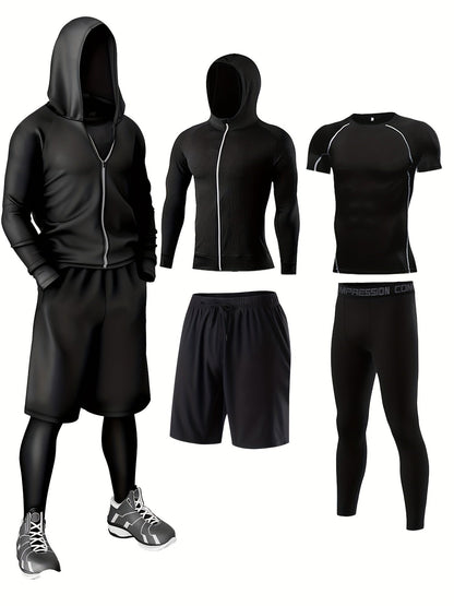 Herr Sportklädesset – Komplett 5-delars Träningsoutfit för Gym & Löpning