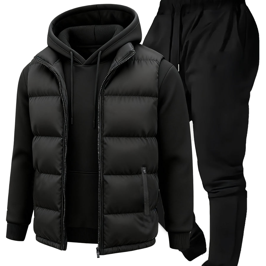 Unisex Träningsset med Vadderad Västdel och Huvtröja i Flerfärgad Design