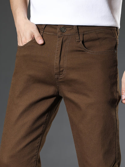 Herr Jeans Byxor Rak Passform Casual Arbetsstil