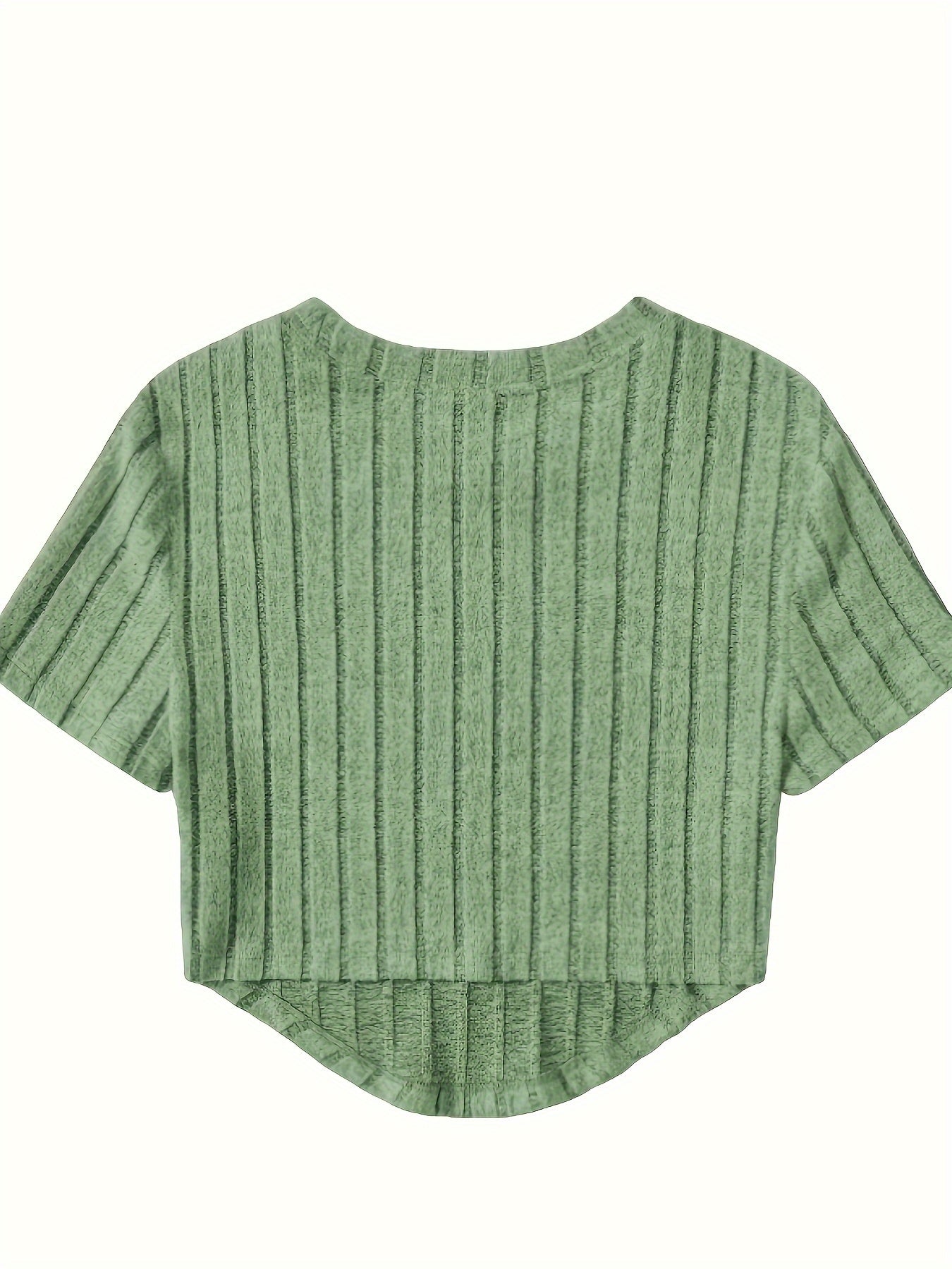 Dam Topp Kortärmad Ribbad Crop Top Casual Sommar