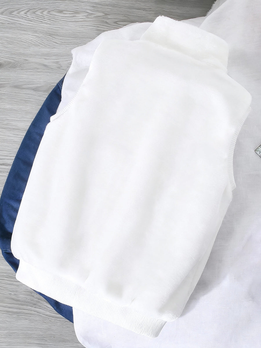 Unisex Mjuk Teddyväst med Dragkedja och Ståkrage