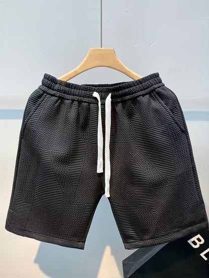 Herrshorts Avslappnad Stil Med Präglat Mönster För Fritid Och Träning