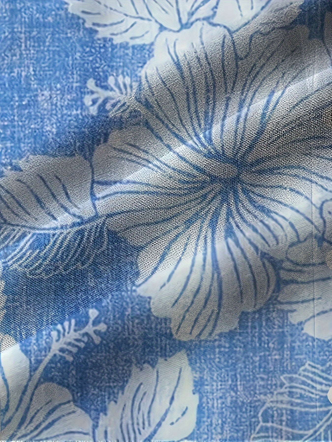 Herr Skjorta Semesterstil med Blommönster Kortärmad Knappstängning