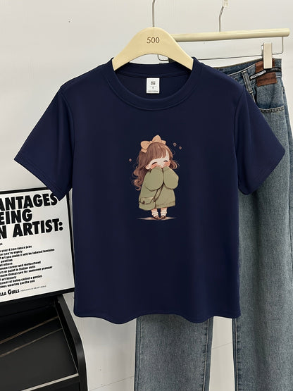 Dam Pyjamaset med T-shirt och Rutiga Byxor för Sommar, Söt Stil, Kort Ärms Pyjamas