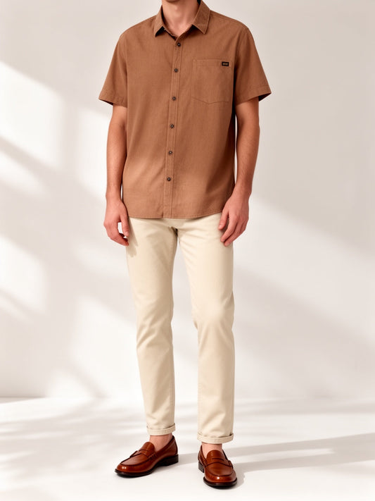 Herr Skjorta Kortärmad Casual Stil Perfekt för Sommar och Vardag