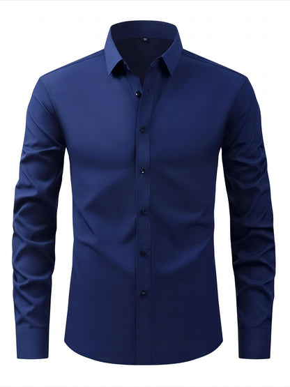 Herrskjorta Elegant Slim Fit Långärmad för Vardagsbruk och Fest