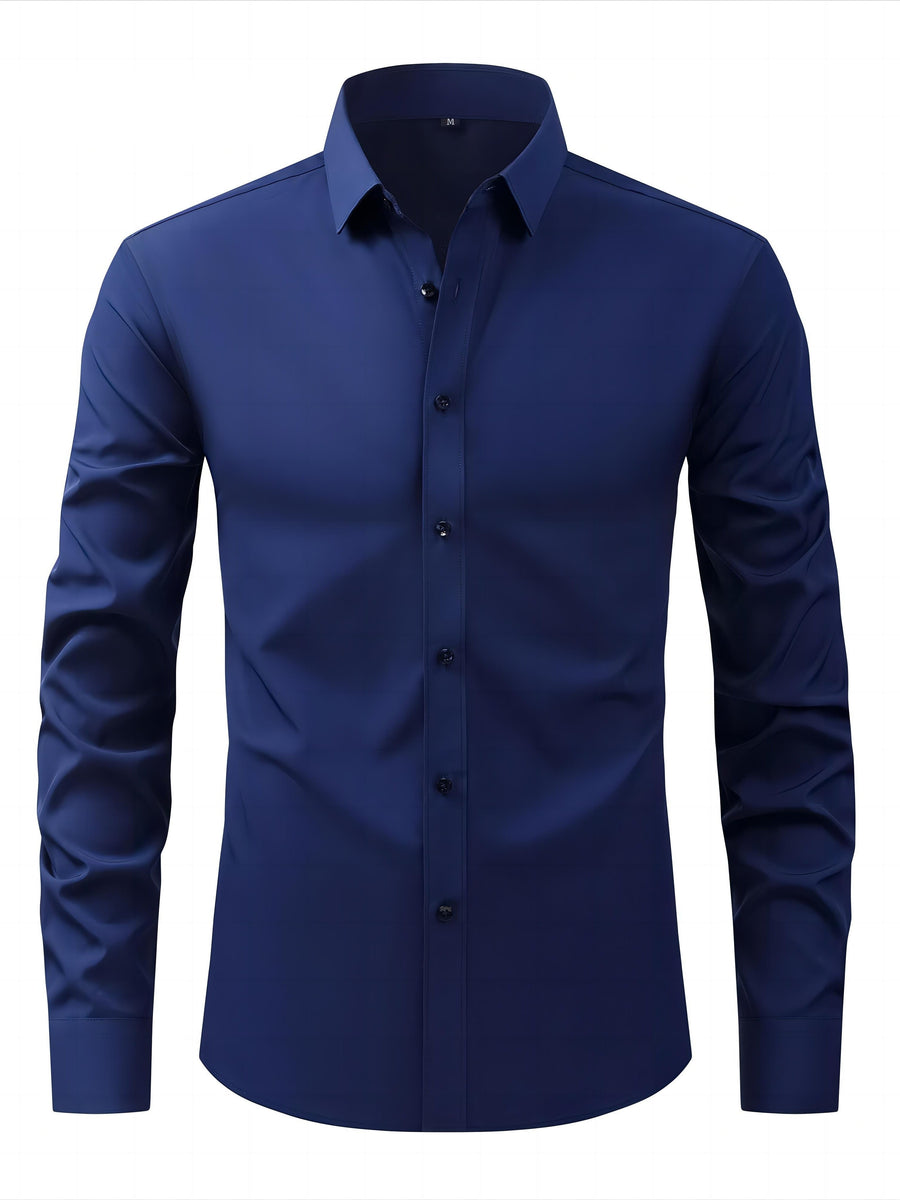 Herrskjorta Elegant Slim Fit Långärmad för Vardagsbruk och Fest