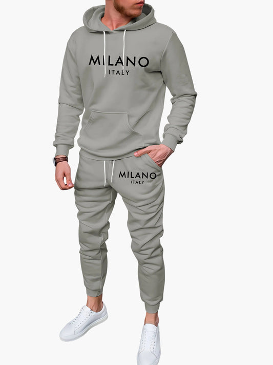 Herrset Hoodie och Joggingbyxor Milano Italy – Sportig och Trendig Fritidsdräkt