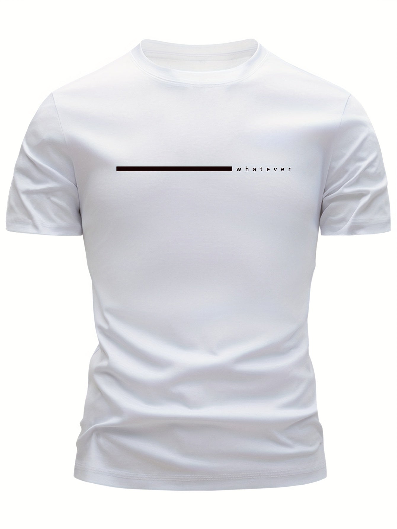 Herr T-shirt Modern Casual Stil "Whatever" Tryckt Design – Perfekt för Vardagsbruk
