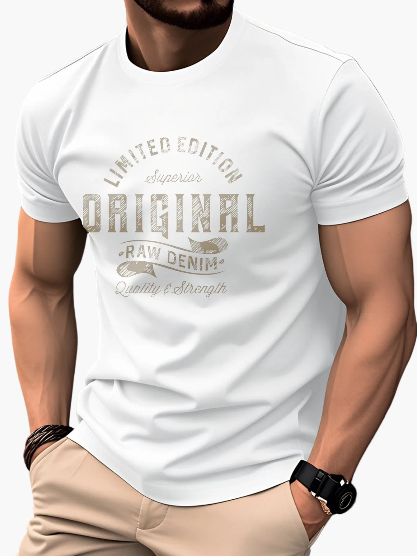 Herr T-shirt med tryck – Klassisk casual stil, grafiskt motiv, perfekt för vardagsbruk