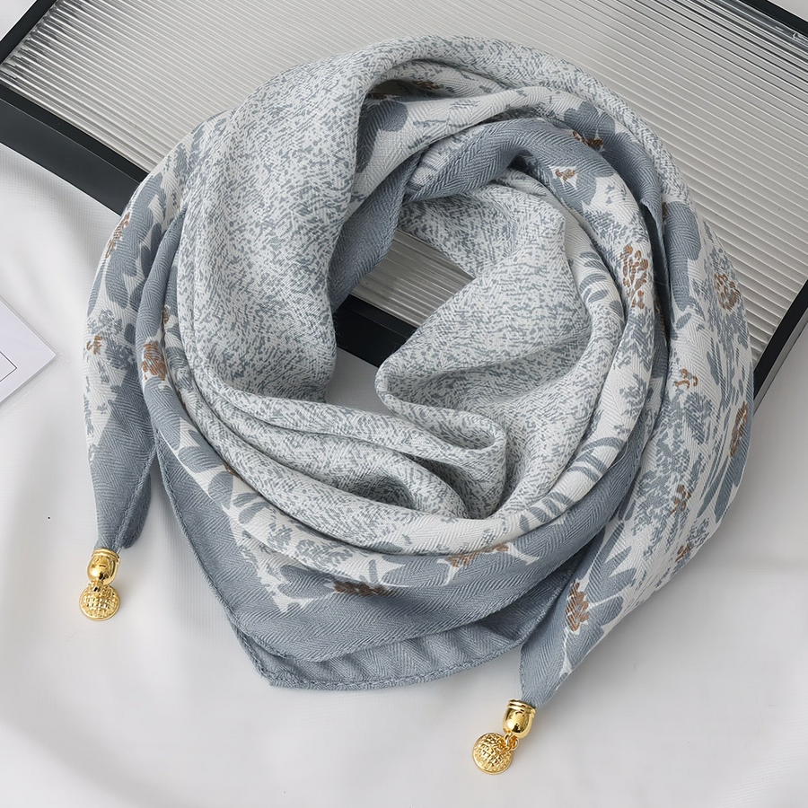 Women's Printed Scarf with Charm Pendant Ends