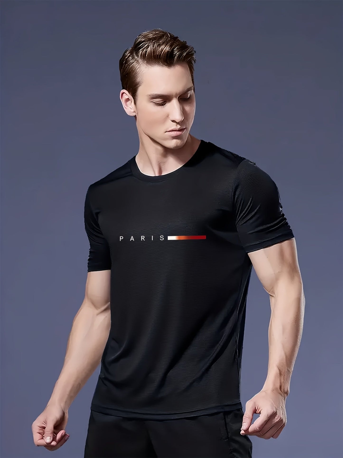 Herr T-shirt 3-pack Set Paris Tryck Sportig och Trendig Stil