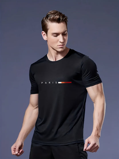 Herr T-shirt 3-pack Set Paris Tryck Sportig och Trendig Stil