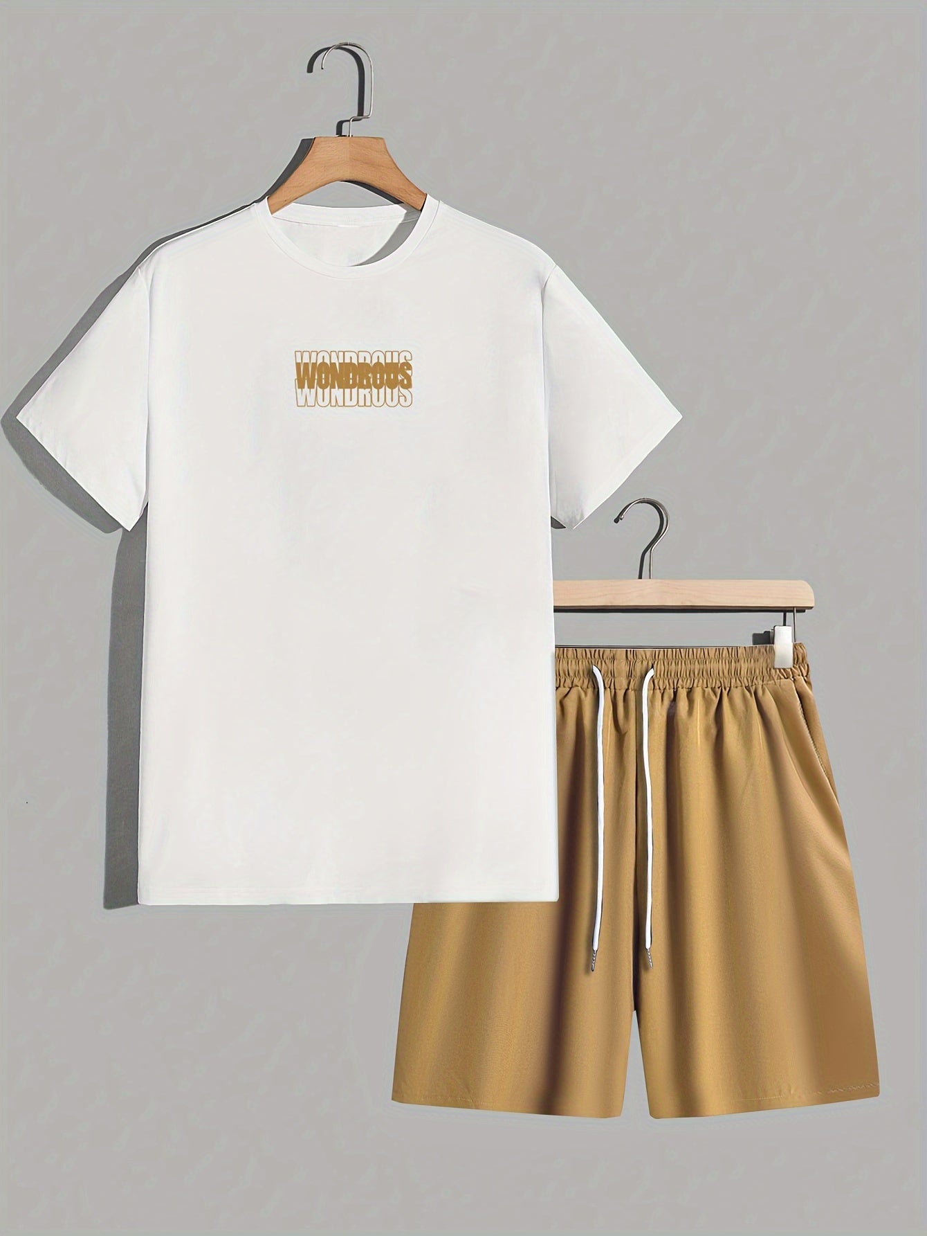 Herrset med T-shirt och Shorts, Modern Streetwear med Psykedeliskt Grafiskt Tryck, Avslappnad Passform
