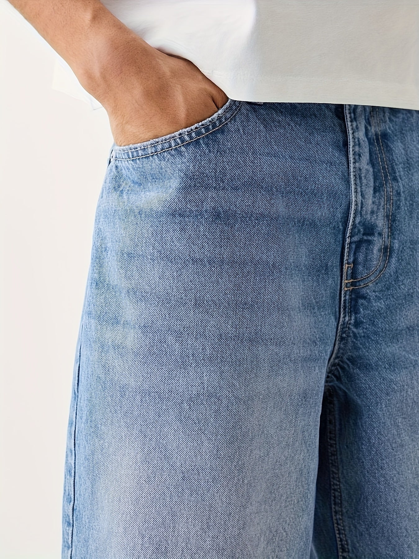Herr Bermuda Jeansshorts Lös Passform Streetwear