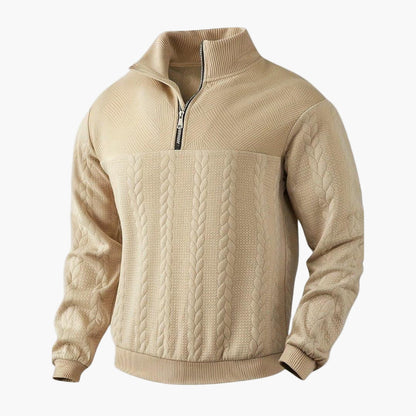 Herr Half-Zip Stickad Tröja – Klassisk Varm och Stilren Pullover för Vardag och Fritid