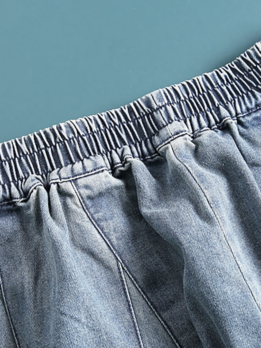 Dam Vida Baggy Jeans med Elastisk Midja