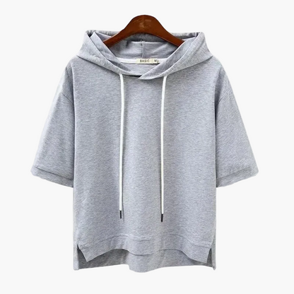 Dam Hoodie med Korta Ärmar – Trendig och Avslappnad Tröja för Vardag och Sport