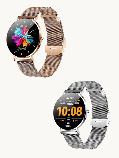 Lauren – Ultratunn Smartklocka för Kvinnor med Full Touch Display och Mångsidiga Fitnessfunktioner