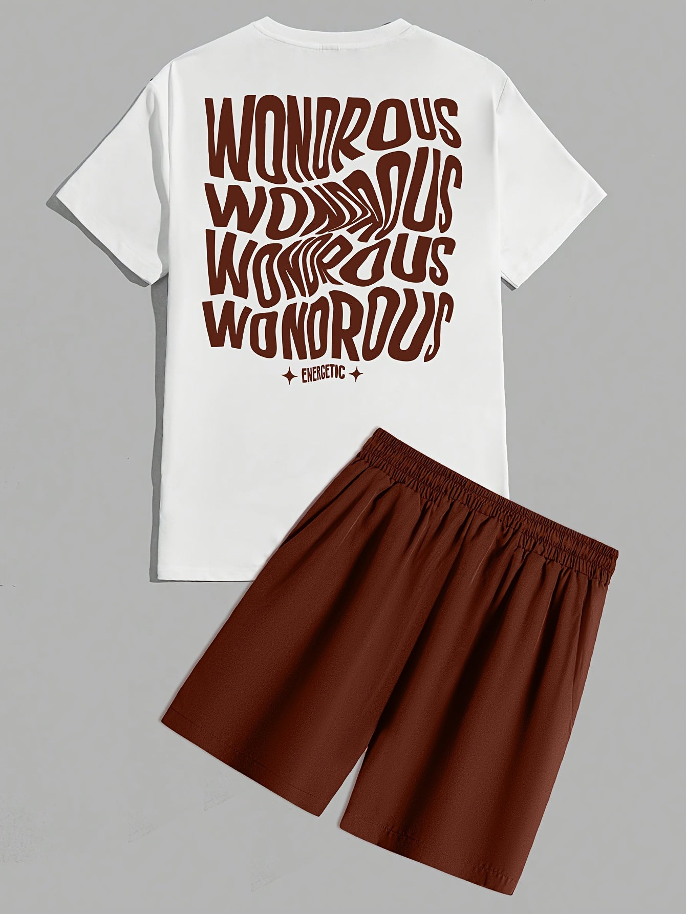 Herrset med T-shirt och Shorts, Modern Streetwear med Psykedeliskt Grafiskt Tryck, Avslappnad Passform
