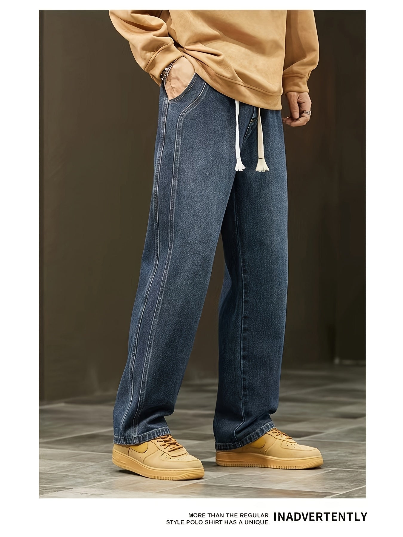 Herr Lösa Baggy Jeans Streetwear Lediga Byxor för Unga