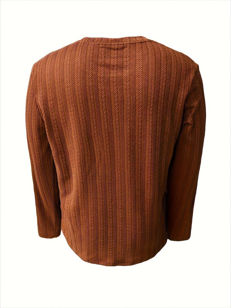 Herrtröja med lång ärm, slim fit, strukturmönster