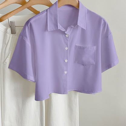 Dam Blus Kortärmad Skjorta Med Modern Cropped Passform För Vardagsbruk