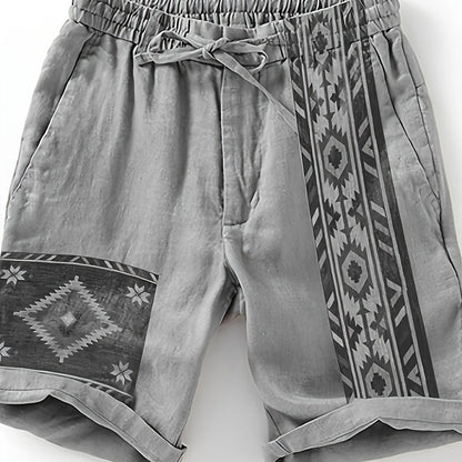 Herrshorts med etnisk och geometrisk design – Trendiga avslappnade shorts för sommar och semester