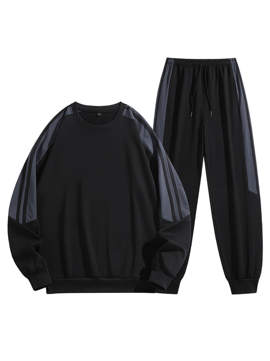Herrarnas lediga sportset med randig design – tränings- och fritidsoutfit
