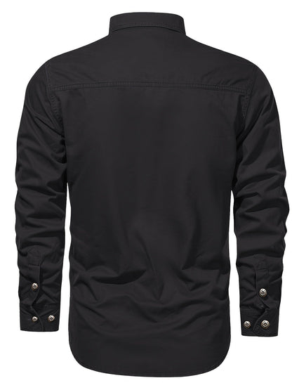 Herrskjorta Outdoor Casual med Fickor – Långärmad, Allround och Stilren