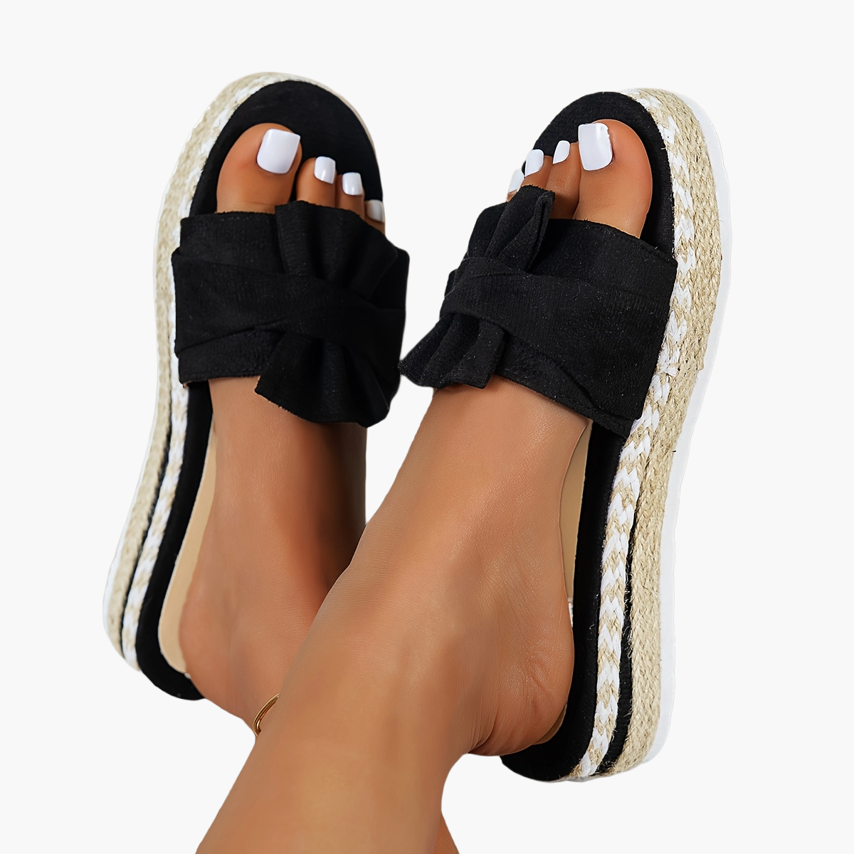 Dam Sandaler med Rosett, Plattform, Slip-in, Perfekt för Sommar och Semester