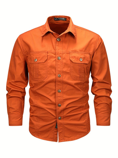 Herrskjorta Outdoor Casual med Fickor – Långärmad, Allround och Stilren