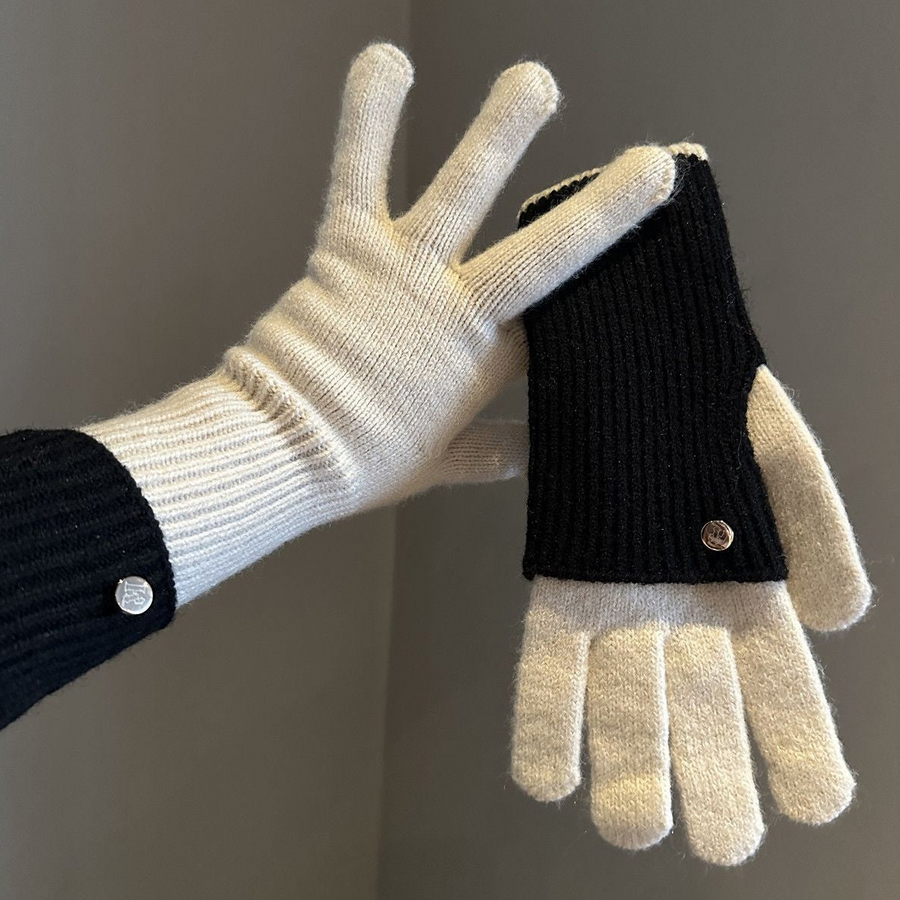 Varm stickad konvertibel handske med fingerlöst tumhål och vantar