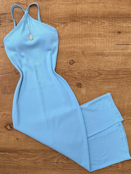 Dam Bodycon Halterneck Midiklänning för Sommar och Fest