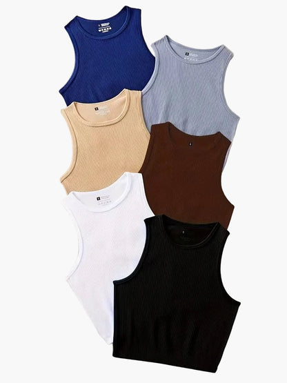 Damlinne Sportig Ribbad Crop Top för Träning och Vardag