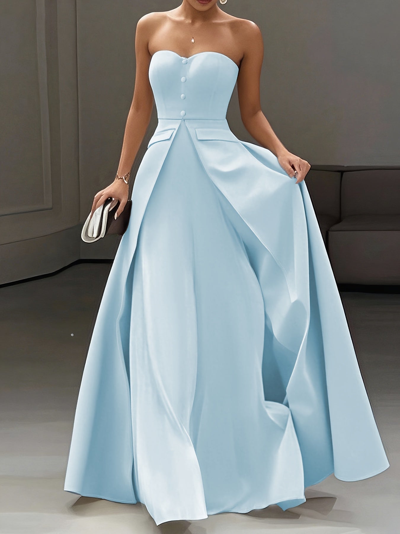 Dam Elegant Aftonklänning Bandeau Stil Fest och Gala