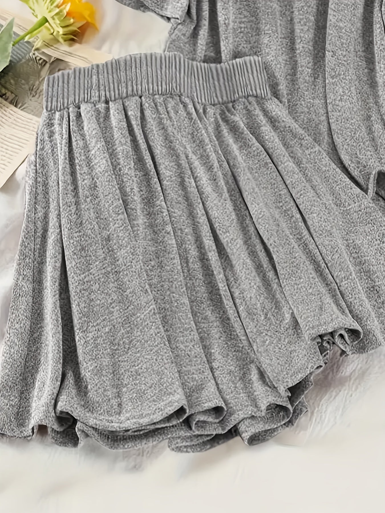 Dam Lounge Set med Huva och Shorts för Vardagsbruk och Avslappning