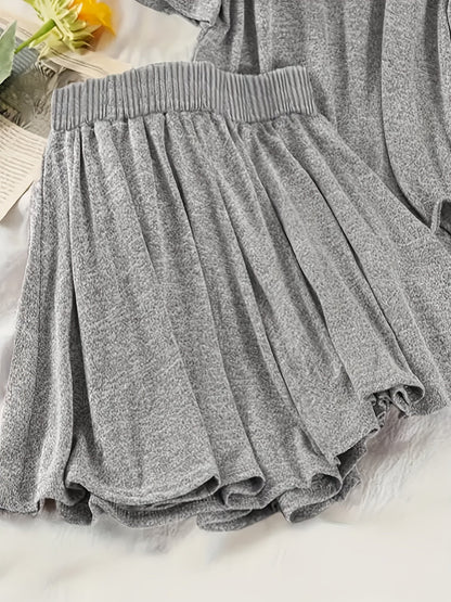 Dam Lounge Set med Huva och Shorts för Vardagsbruk och Avslappning
