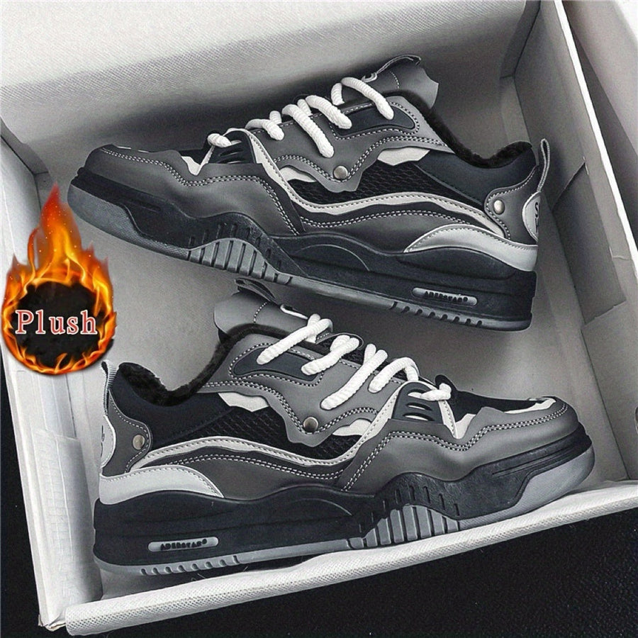 Unisex sneakers med tjock sula och plyschfoder, vinter