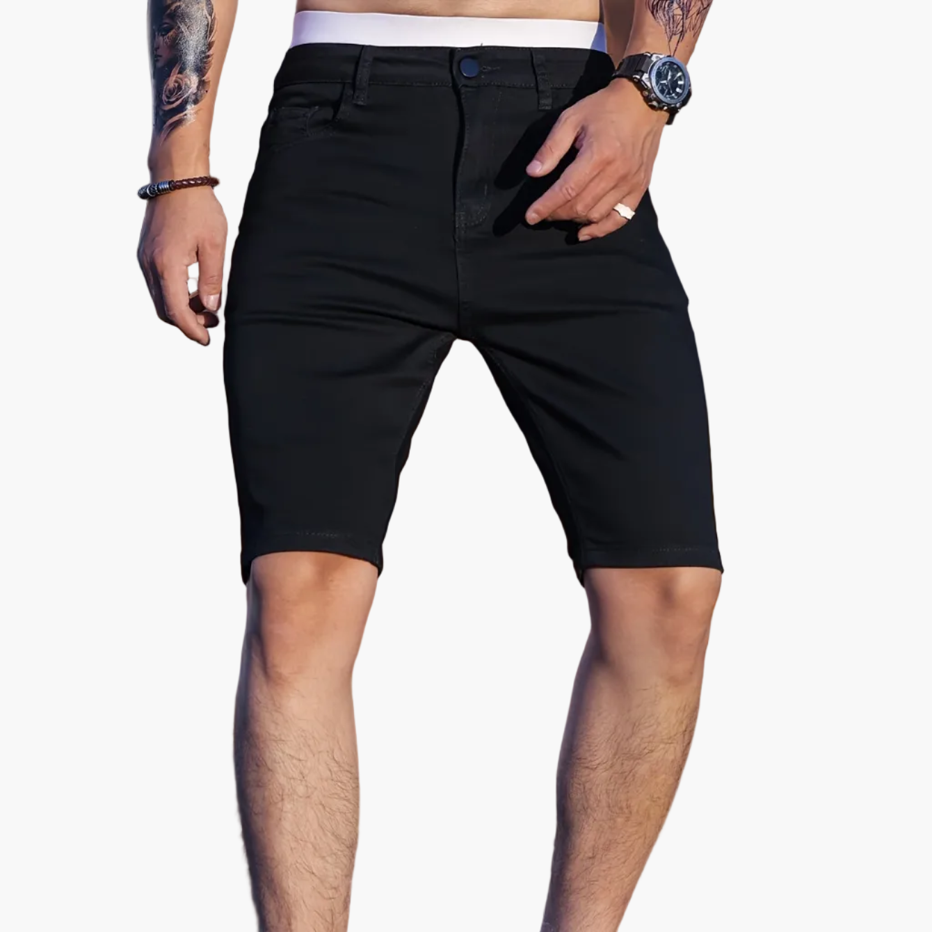 Herr Bermudashorts Skinny Jeans – Trendiga Kortbyxor för Sommar och Fritid