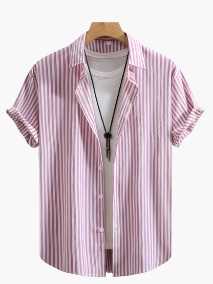 Herr Skjorta Kortärmad Randig Sommar Casual Stil